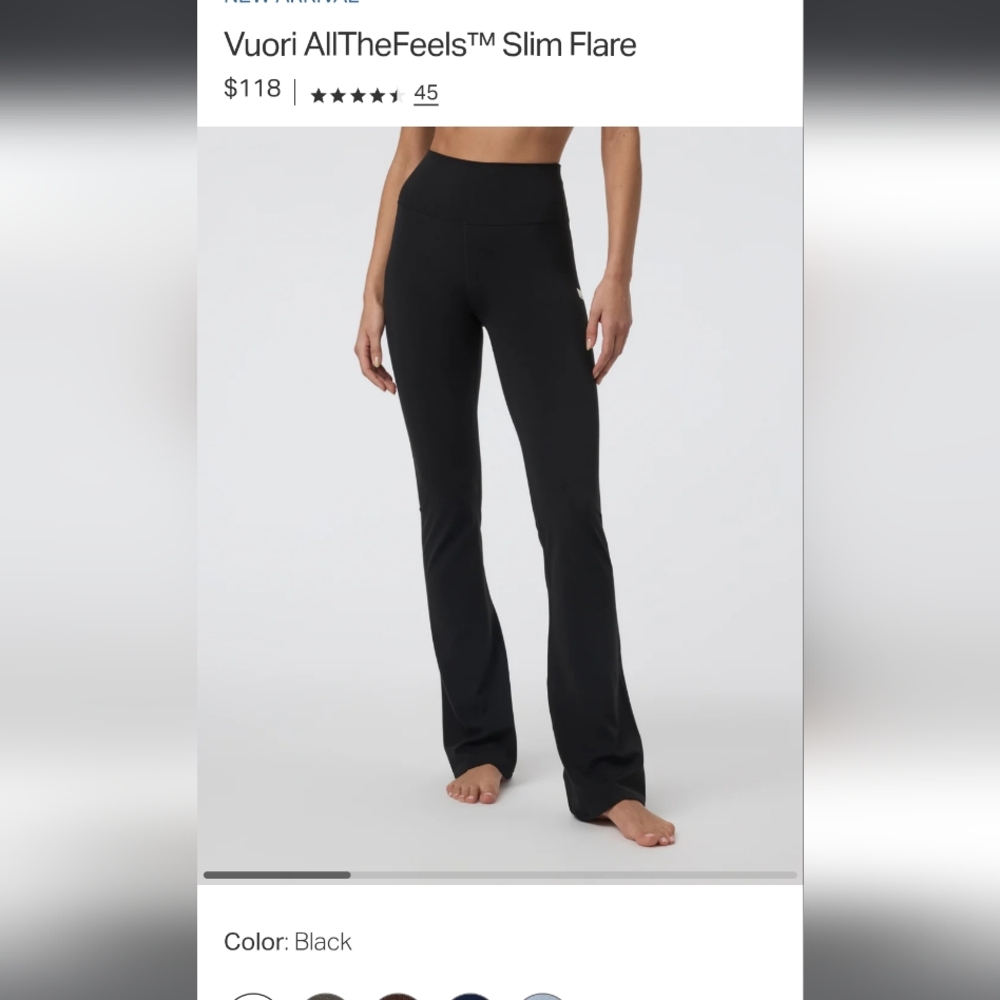 Vuori Black Slim Flare Pants